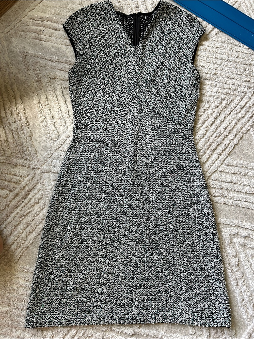 St. John Classic Black & White and green Tweed Dress